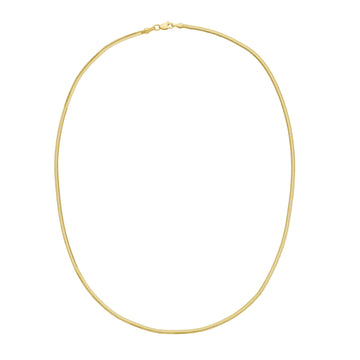 14K Yellow Gold 2mm 18 Oval Snake Chain Necklace with Lobster Clasp